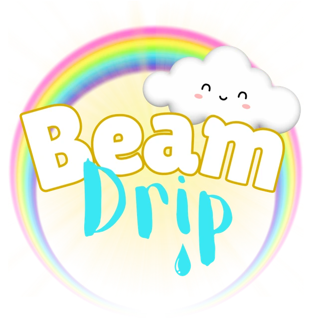 Beam Drip — a smiling cloud over a rainbow, with a falling drop